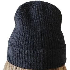 Gigi Pip Beanie Stocking Cap Ribbed Knitted Black